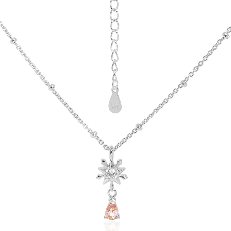 Elegant Snowflake Waterdrop CZ 925 Sterling Silver Necklace