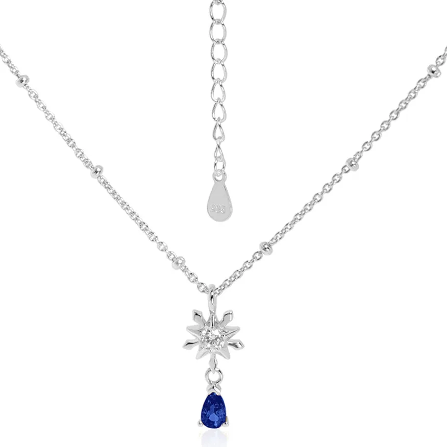 Elegant Snowflake Waterdrop CZ 925 Sterling Silver Necklace