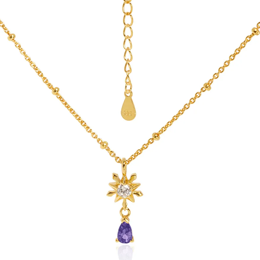 Elegant Snowflake Waterdrop CZ 925 Sterling Silver Necklace
