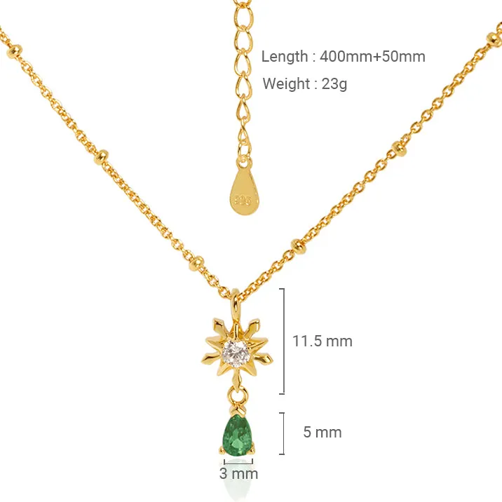 Elegant Snowflake Waterdrop CZ 925 Sterling Silver Necklace