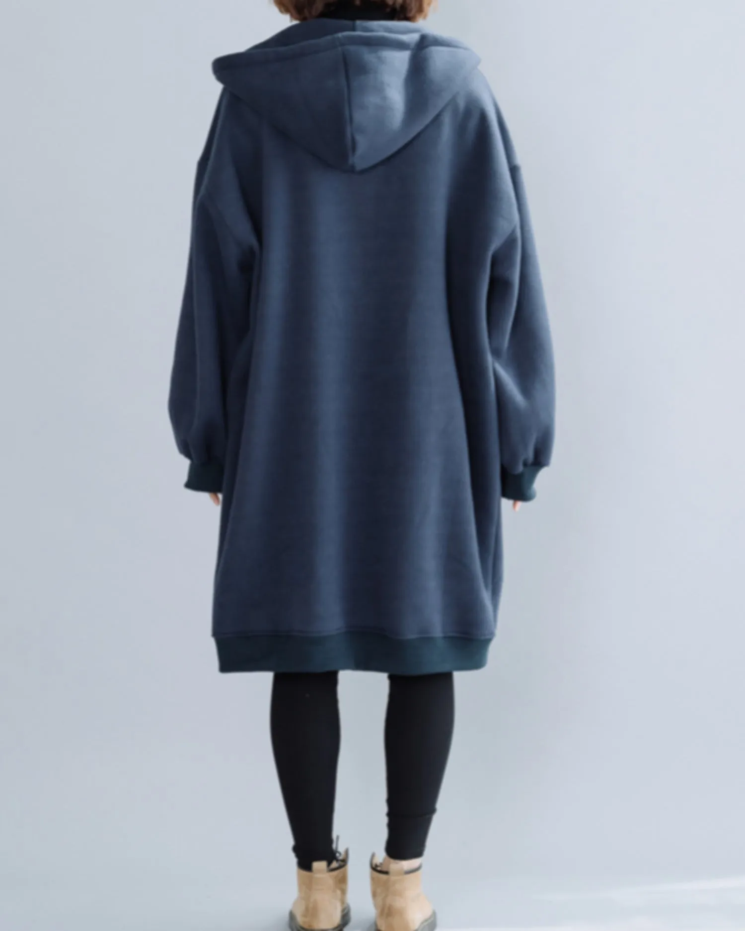 ellazhu Women's Casual Zip up Hoodies Sweatshirt Solid Pocket Long Coat GZ47