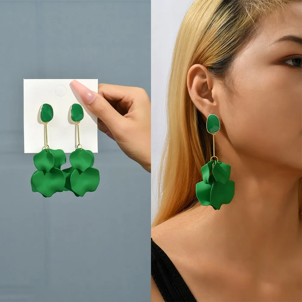 Fashion Acrylic Flower Petals Korean Long Dangle Earrings For Women