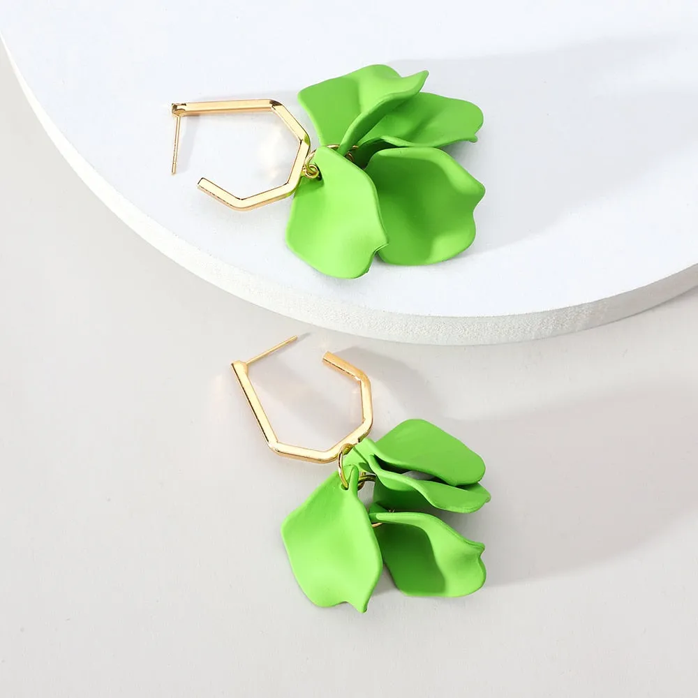 Fashion Acrylic Flower Petals Korean Long Dangle Earrings For Women