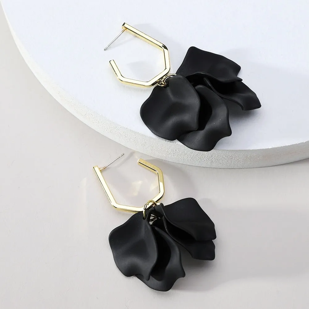 Fashion Acrylic Flower Petals Korean Long Dangle Earrings For Women