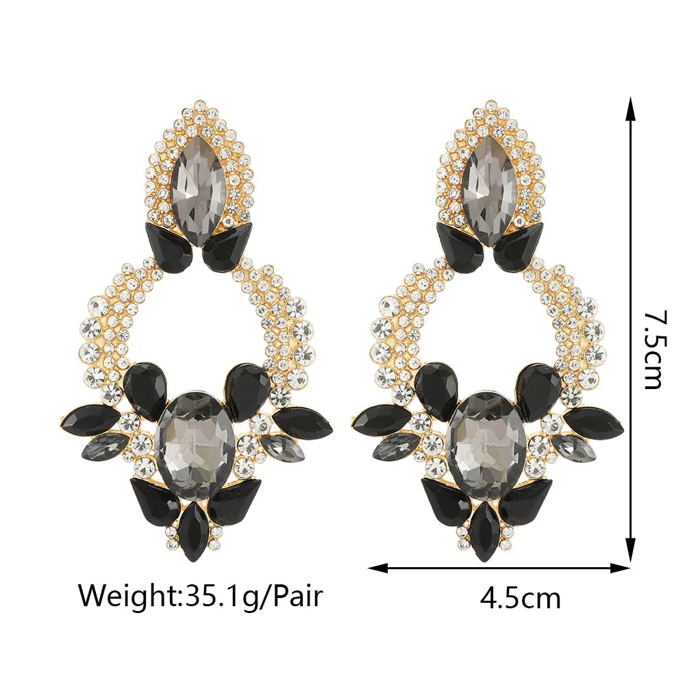 Fashion Geometric Multicolored Crystal Big Dangle Earrings For Women