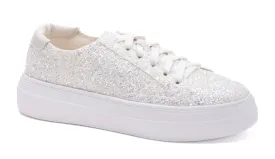 FINAL SALE Glaring Sneakers in White Chunky Glitter