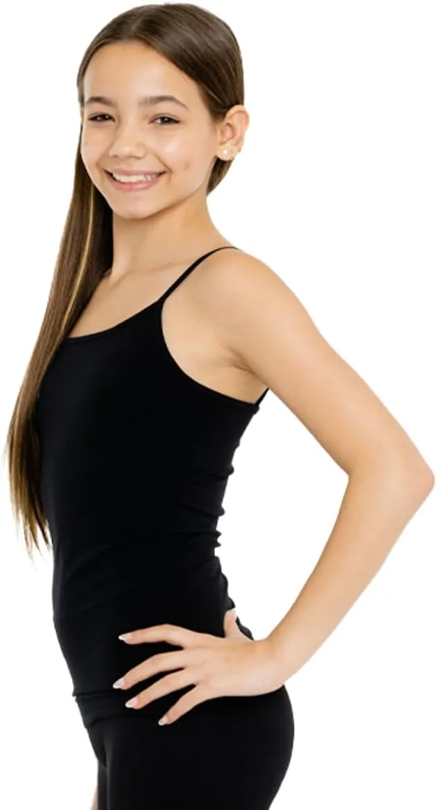 Girls Full Sleeveless Camisole Tank Tops  Stretch Undershirts Comfortable Camis (One Size Fits Ages 10-14)