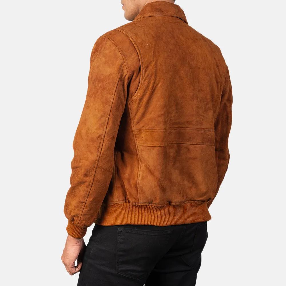 Heisenberg Tan Brown Suede Leather Bomber Jacket