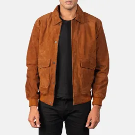 Heisenberg Tan Brown Suede Leather Bomber Jacket