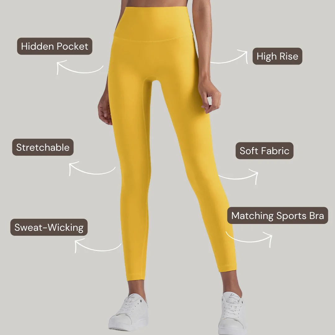 High-Rise Leggings - Mustard Yellow