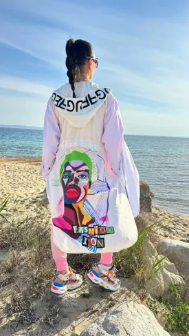 Hooded Print Raincoat EUGF