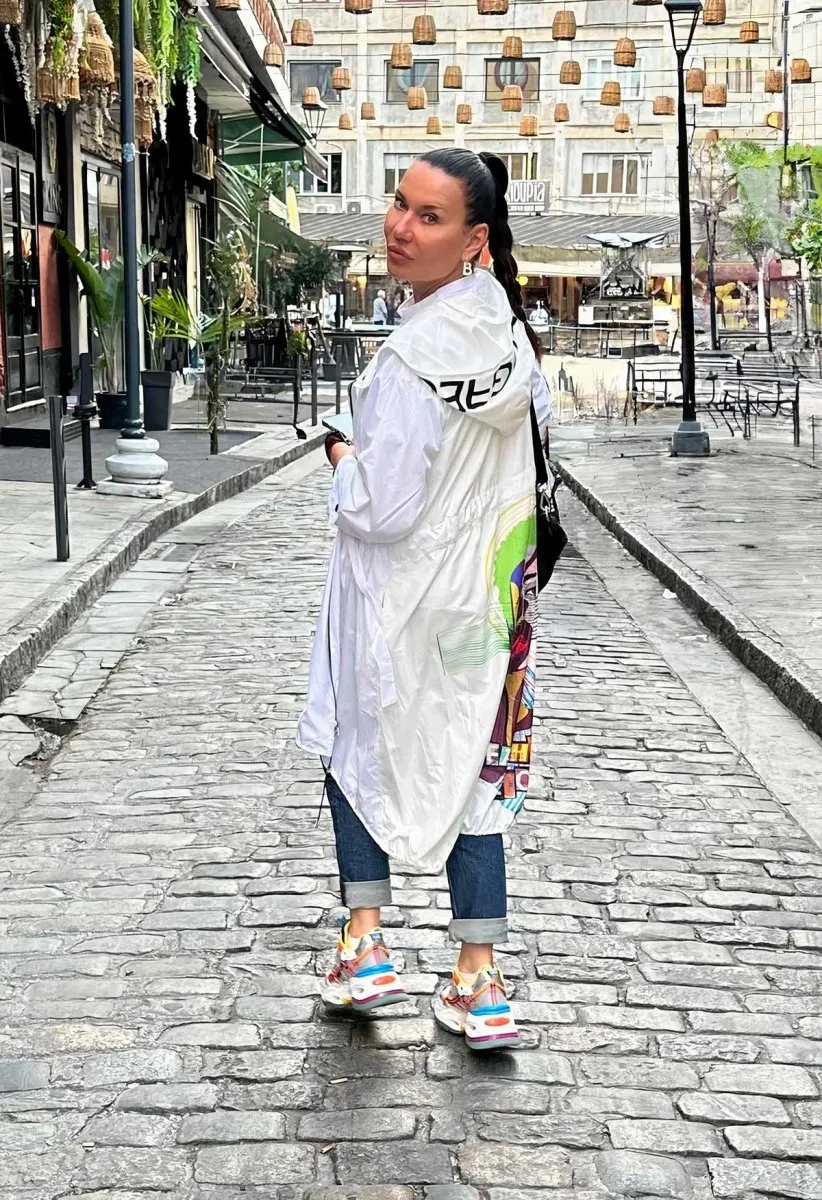 Hooded Print Raincoat EUGF