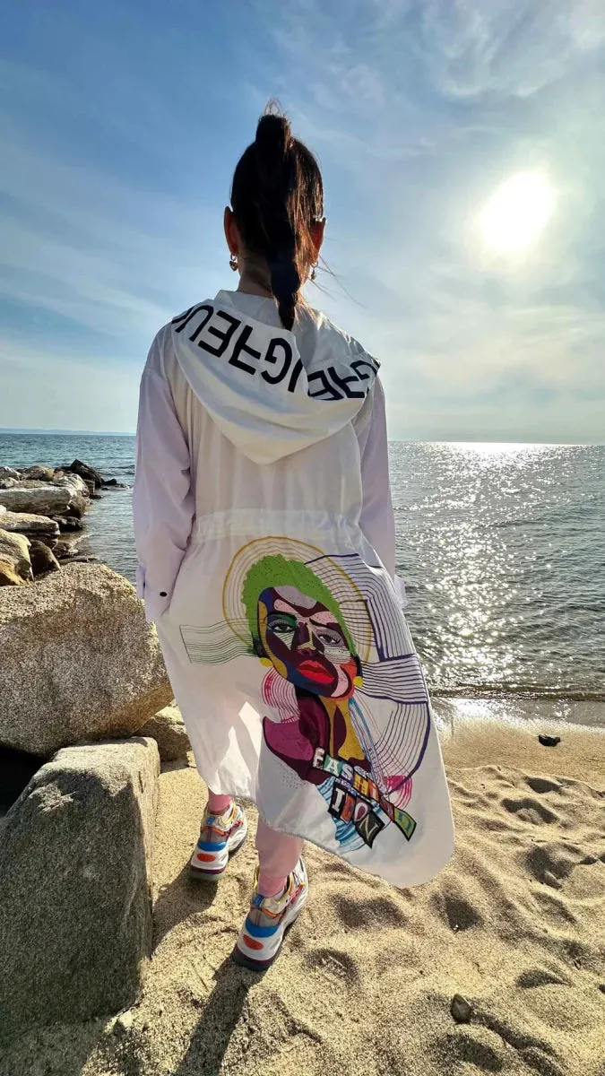 Hooded Print Raincoat EUGF