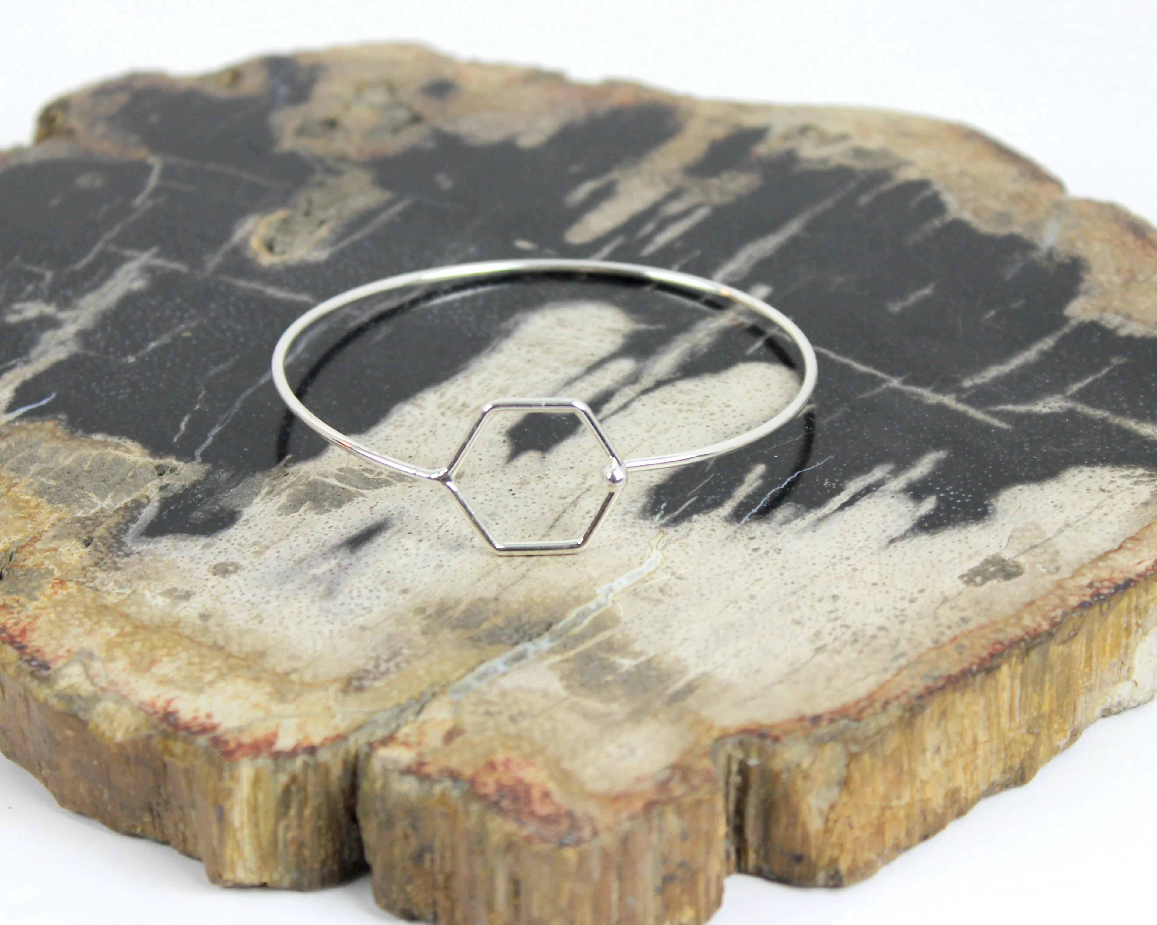 Hustle Hard // Hexagon Clasp Bracelet, Gold or Silver, Boho Layered Jewelry // BH-B004