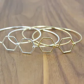 Hustle Hard // Hexagon Clasp Bracelet, Gold or Silver, Boho Layered Jewelry // BH-B004