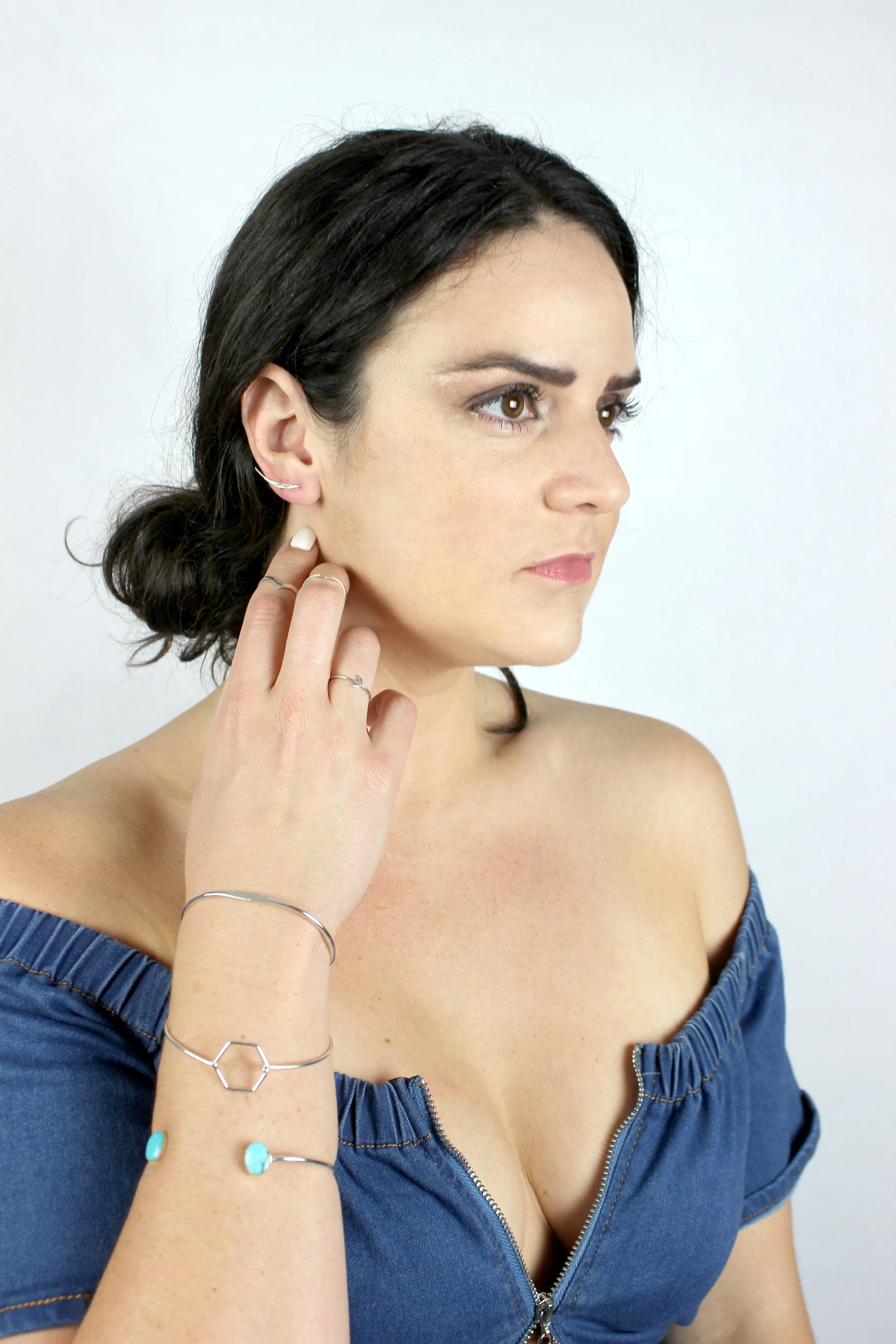 Hustle Hard // Hexagon Clasp Bracelet, Gold or Silver, Boho Layered Jewelry // BH-B004
