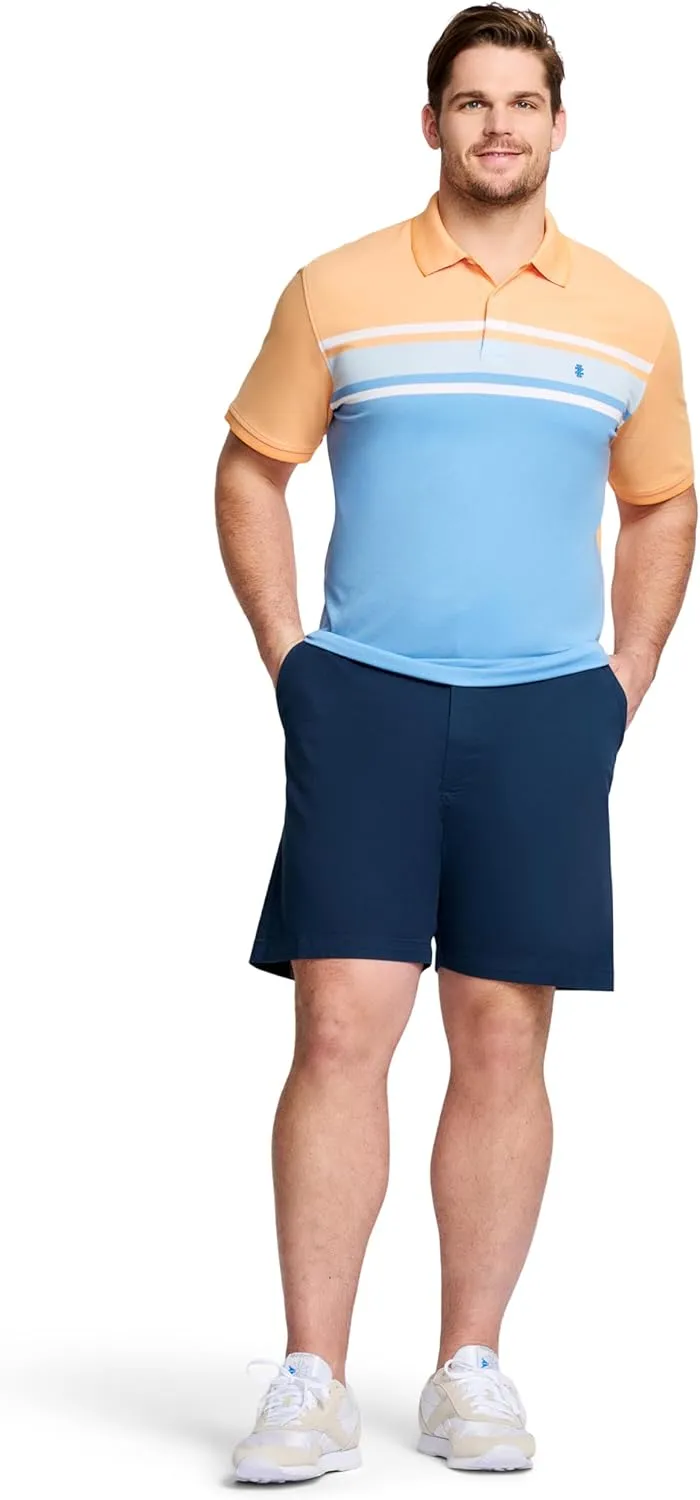 IZOD Men's Big and Tall Advantage Performance Short Sleeve Stripe Polo Shirt