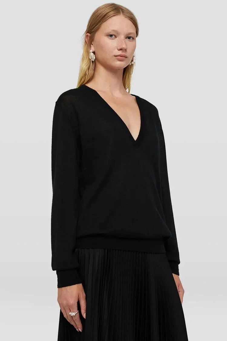 JIL SANDER V-NECK CASHMERE FITTED SWEATER