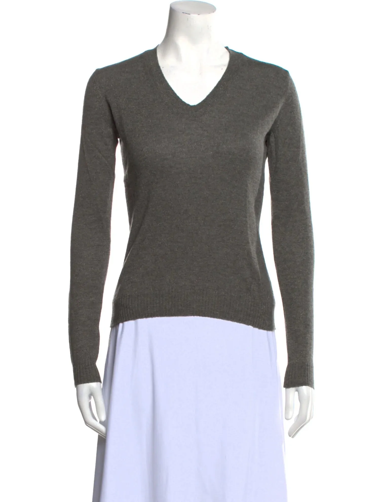 JIL SANDER V-NECK CASHMERE FITTED SWEATER