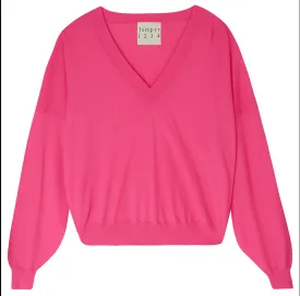 JUMPER1234 FINE GAUGE BOXY VEE NECK -  PARADISE