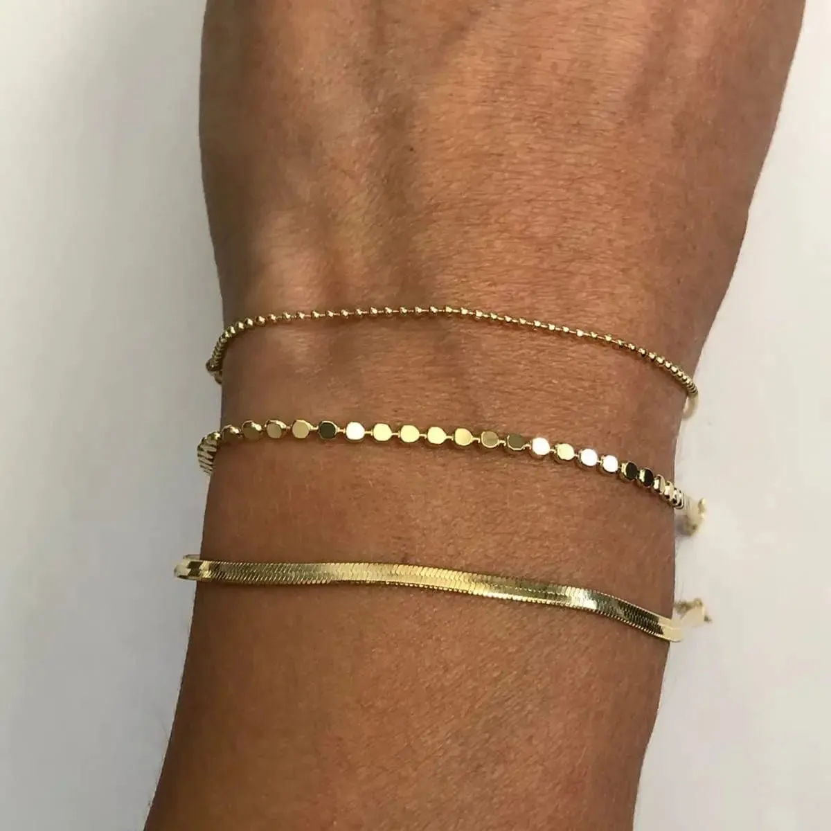 Kyerlyn Layered Gold Plated Dot Bracelets