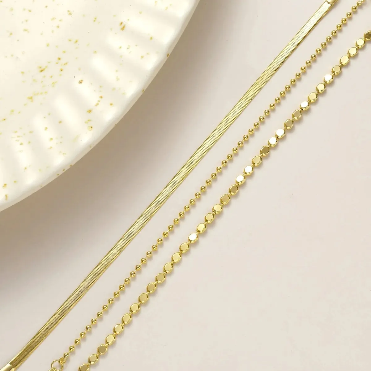 Kyerlyn Layered Gold Plated Dot Bracelets