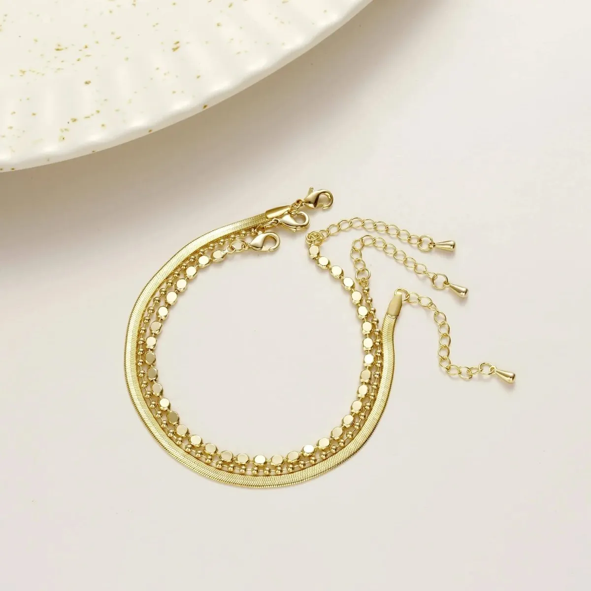 Kyerlyn Layered Gold Plated Dot Bracelets