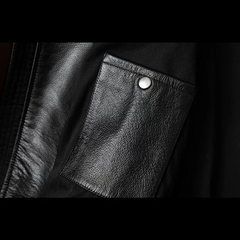 Large Size Motorcycle Cowhide Leather Jacket