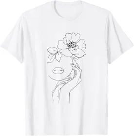 Line Art Aesthetic Face Minimalist Abstract Novelty T-Shirt