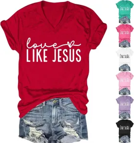 Love Like Jesus Shirt Christian Minimalist Shirt for Women Faith-Based Tees Christian Tops Cute Tees with Saying