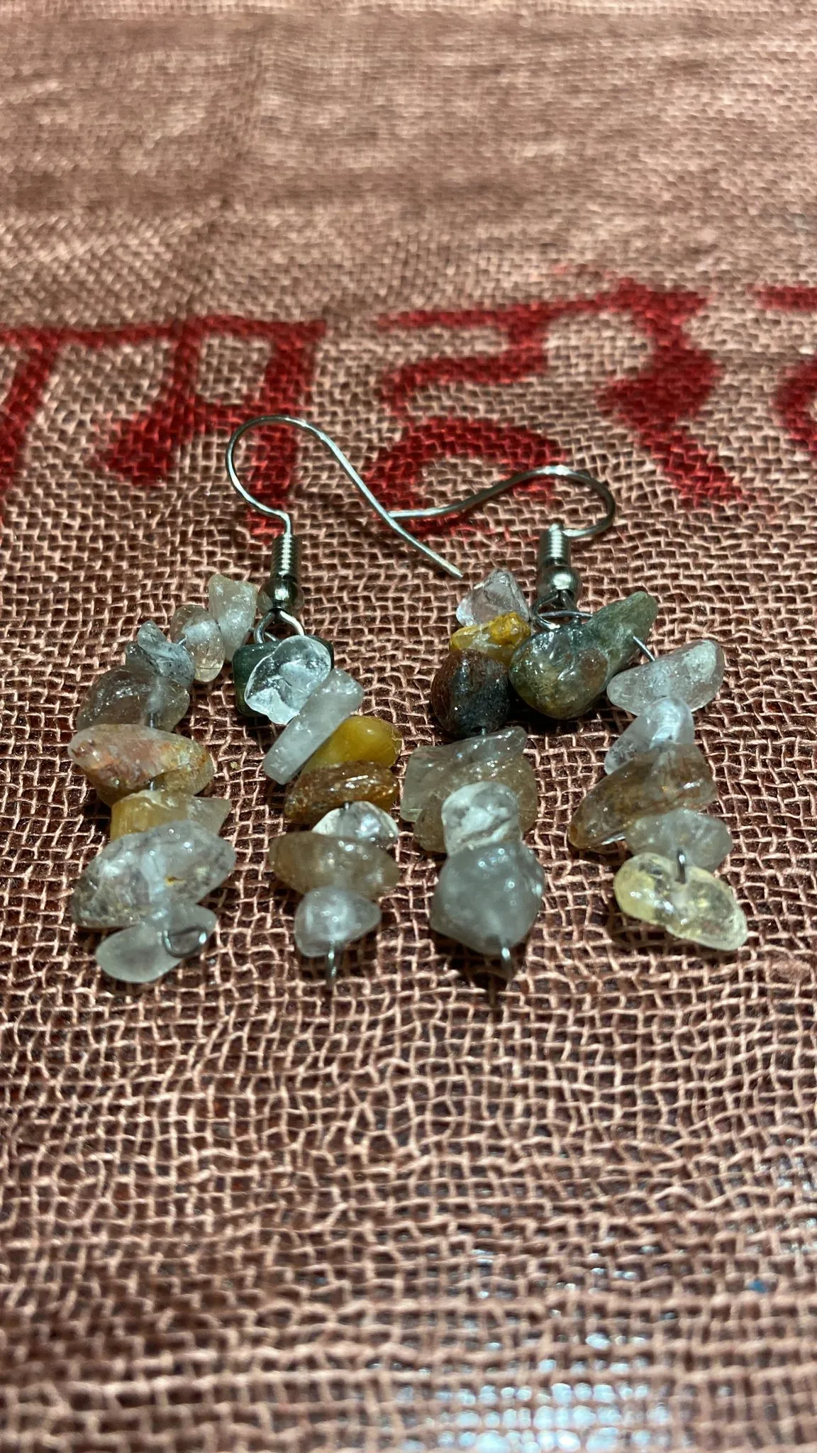 Mixed Quartz Chips Dual-Strand Earrings