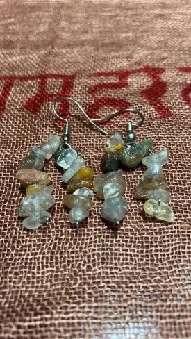 Mixed Quartz Chips Dual-Strand Earrings