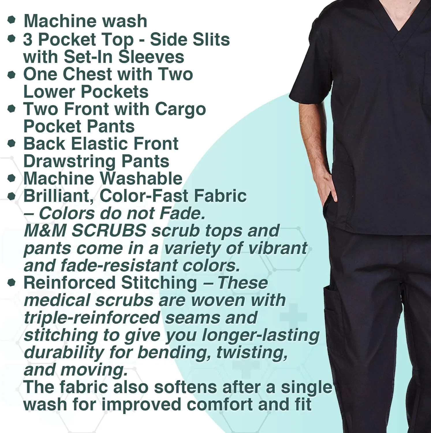 Natural Uniforms Comfortable Fit Men's Workwear Uniform 8 Pocket Top and Pant Set