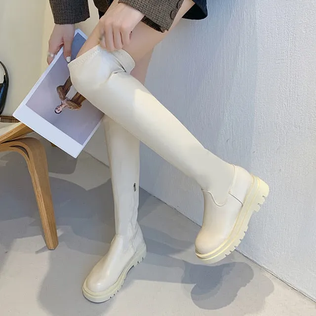 New Knee Length Straight Strong Style Snow Boots For Women