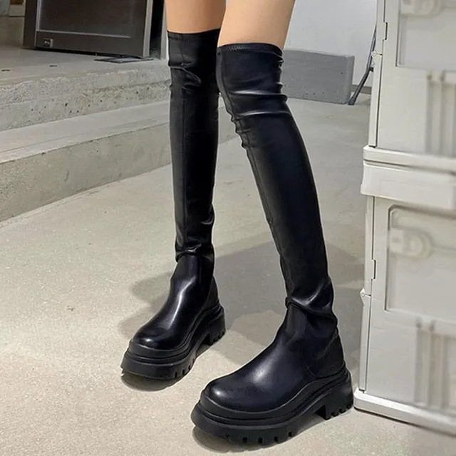 New Knee Length Straight Strong Style Snow Boots For Women
