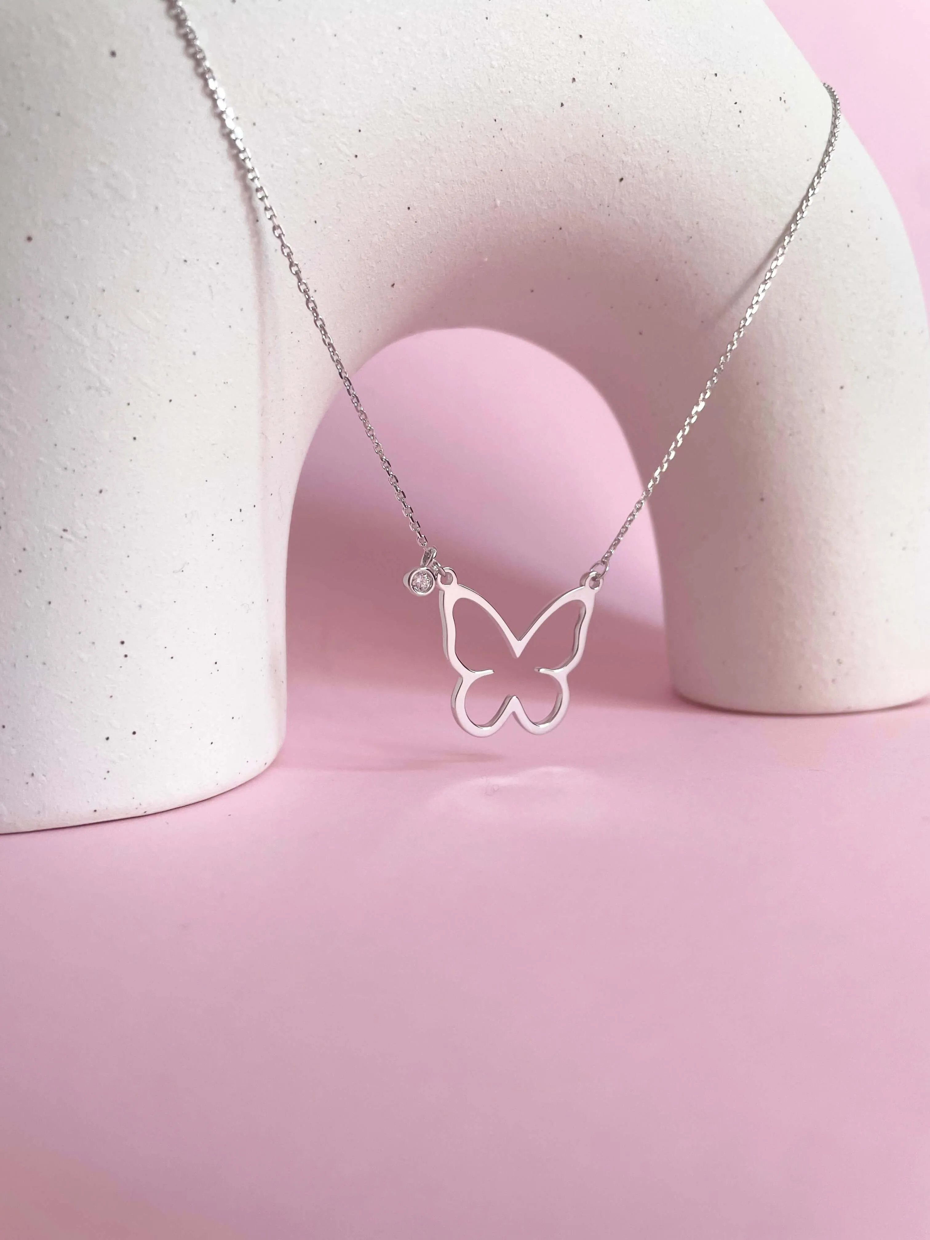 Open Butterfly Necklace | Silver