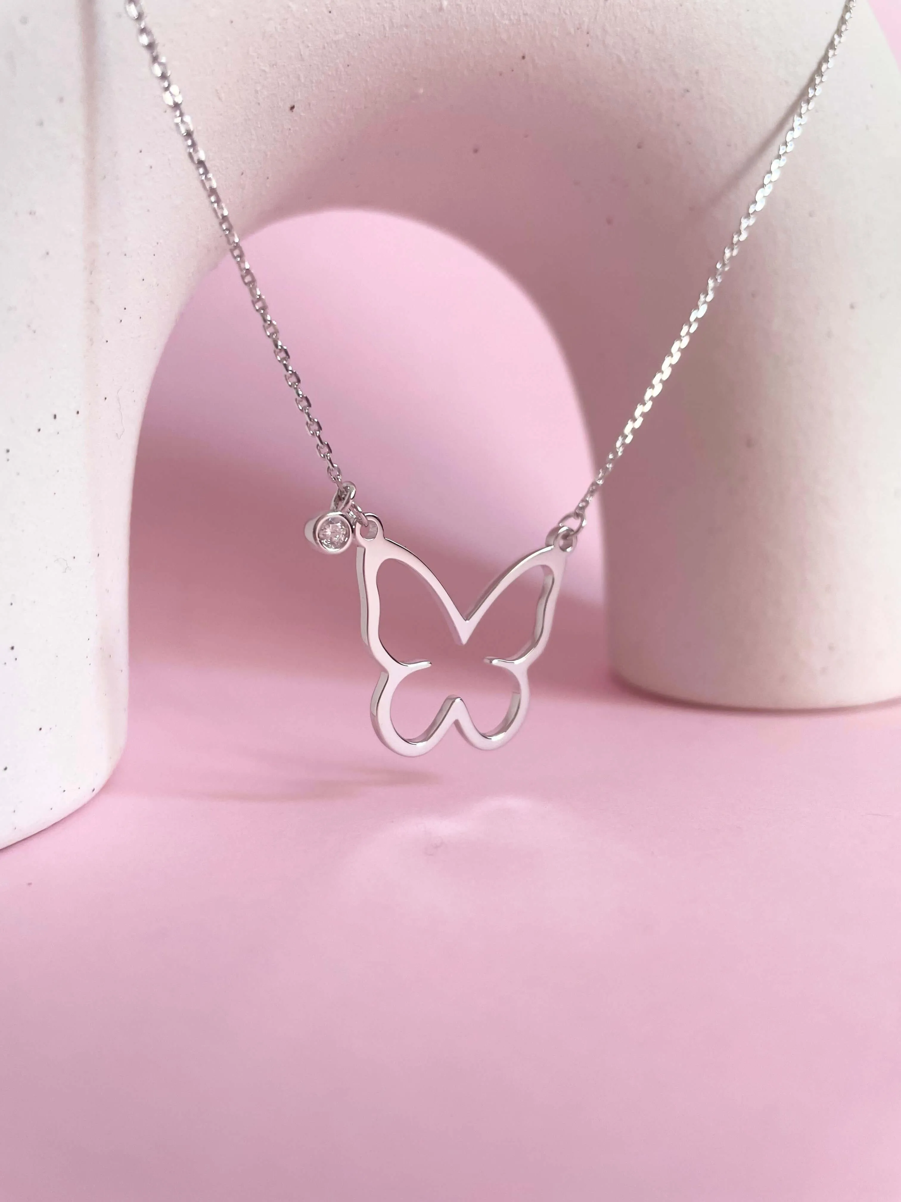 Open Butterfly Necklace | Silver