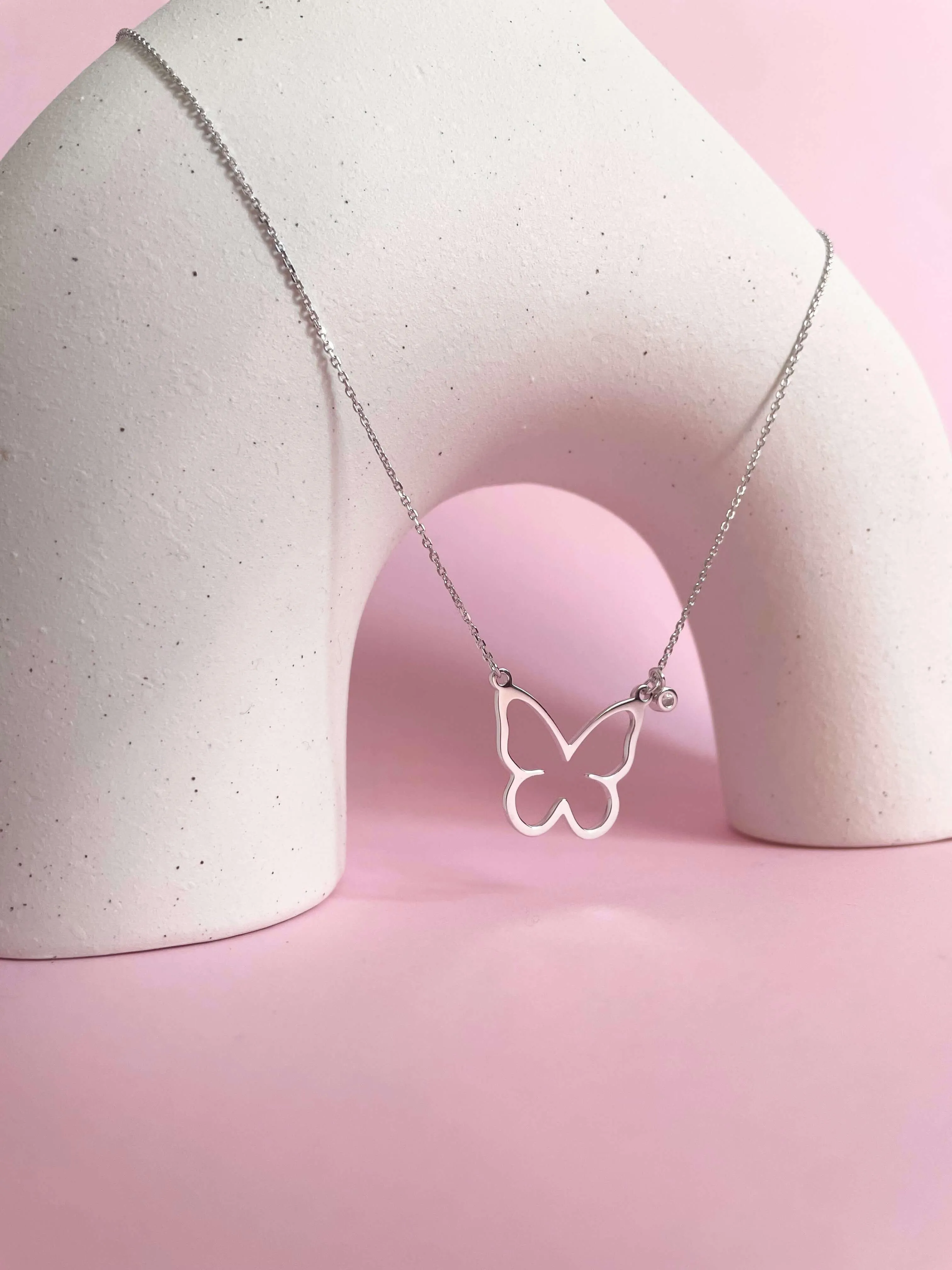 Open Butterfly Necklace | Silver