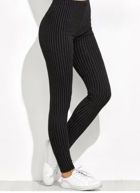 Pinstriped High-Rise Leggings