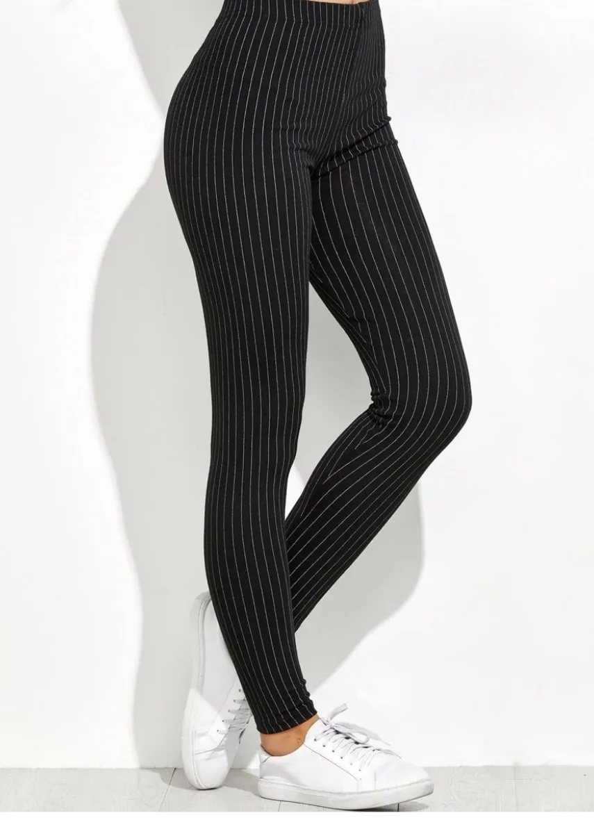 Pinstriped High-Rise Leggings