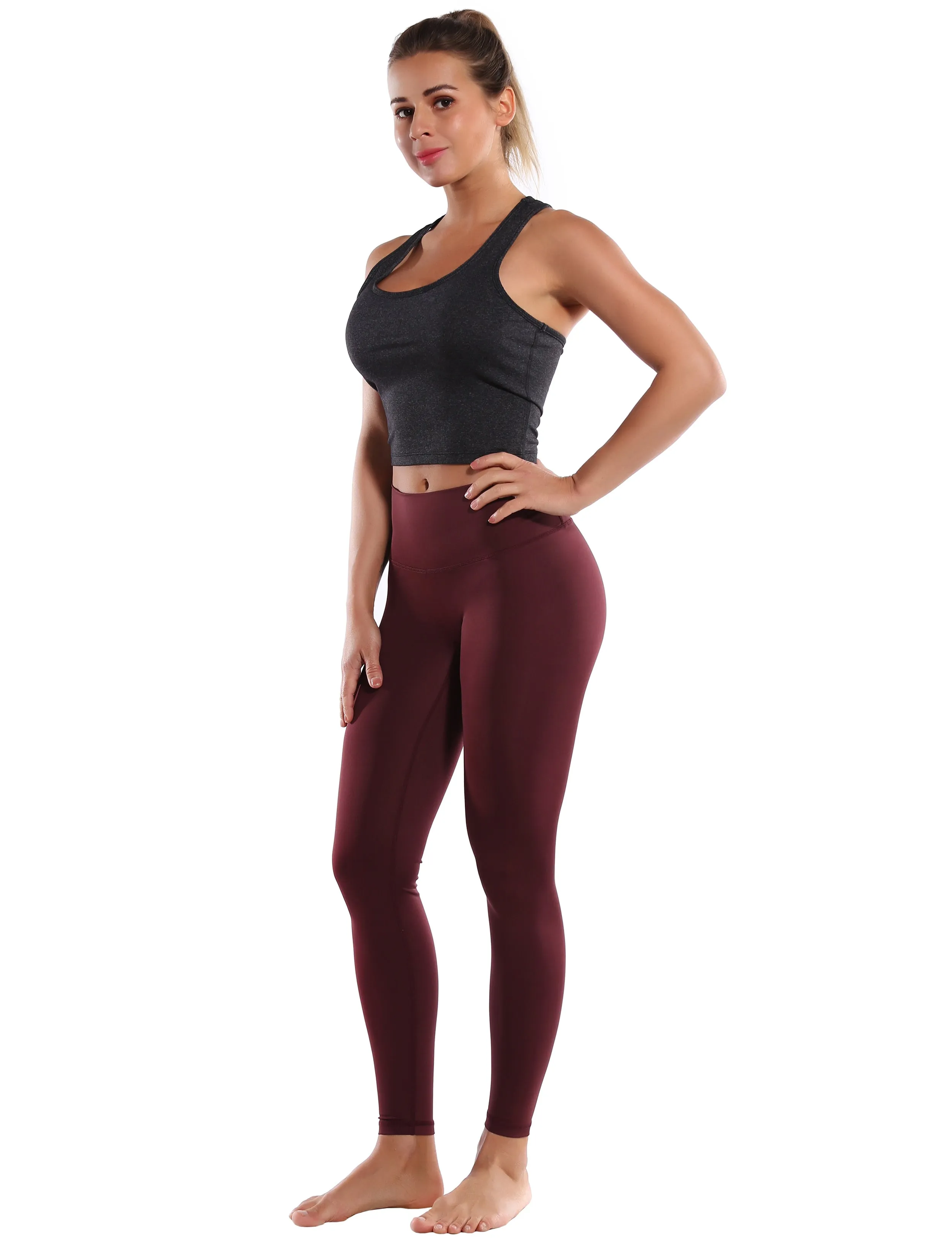 Racerback Athletic Crop Tank Tops heathercharcoal_Gym