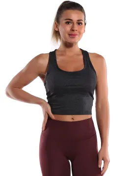 Racerback Athletic Crop Tank Tops heathercharcoal_Gym
