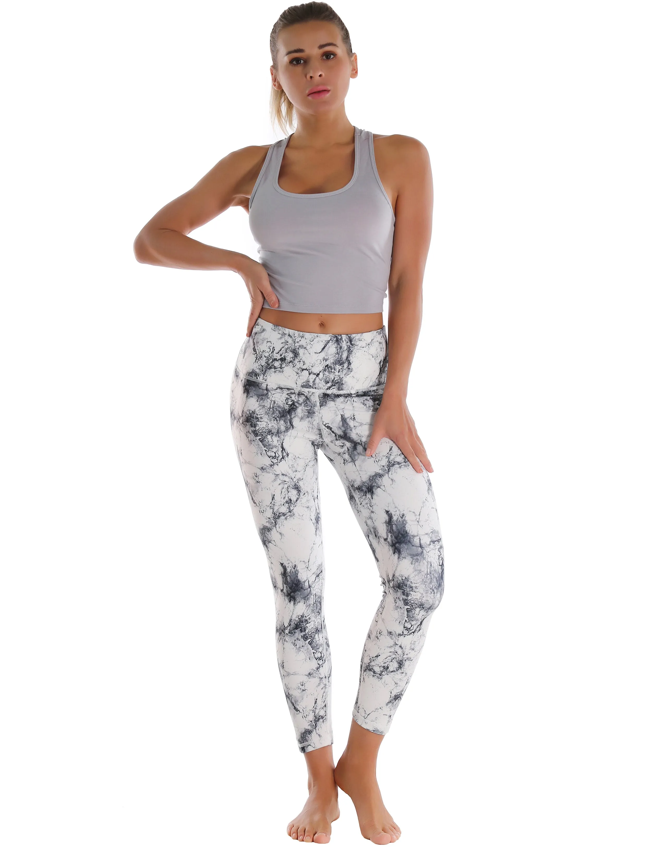 Racerback Athletic Crop Tank Tops heathergray_Gym