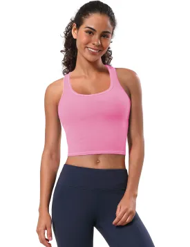 Racerback Athletic Crop Tank Tops lightpink_Gym
