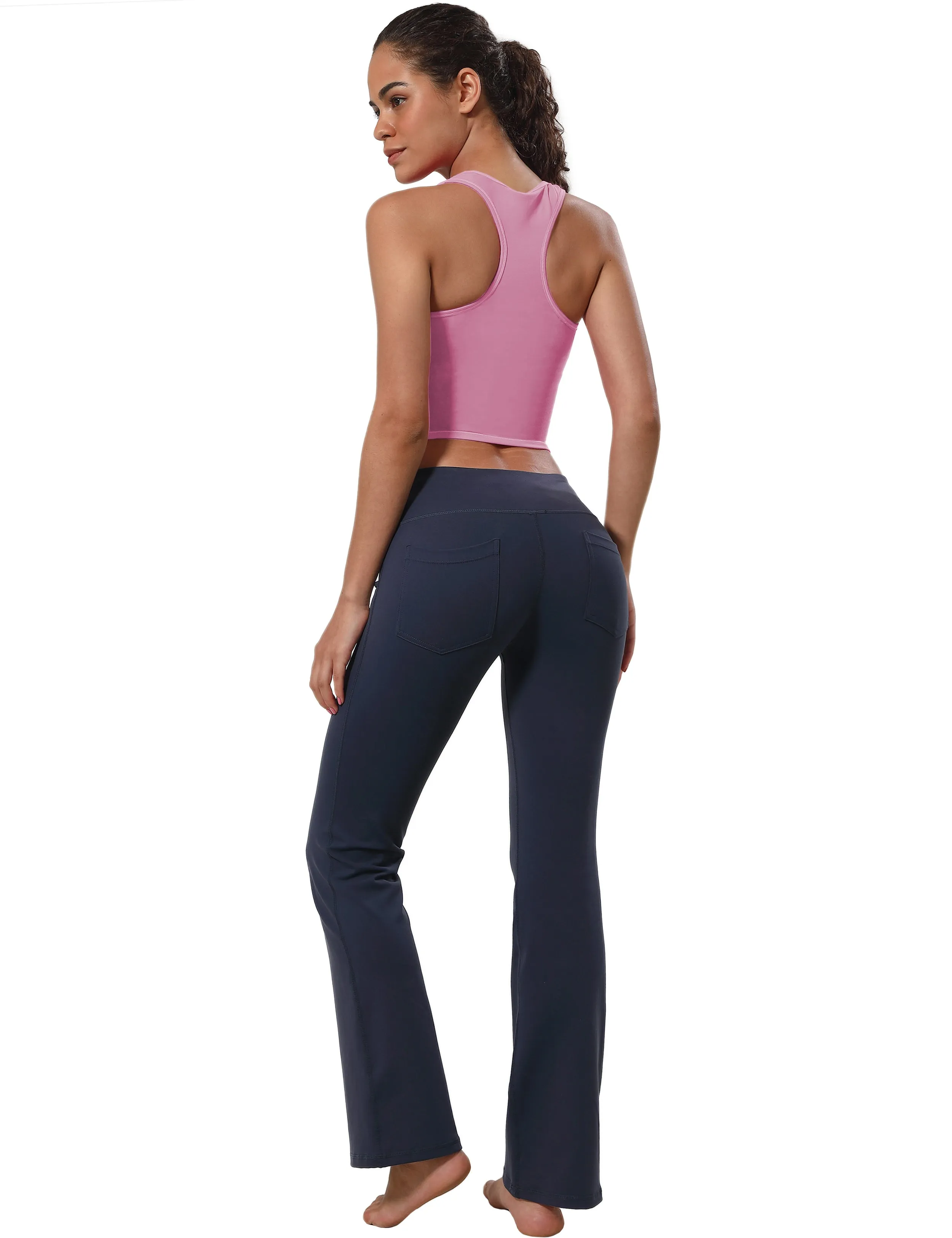 Racerback Athletic Crop Tank Tops lightpink_Gym