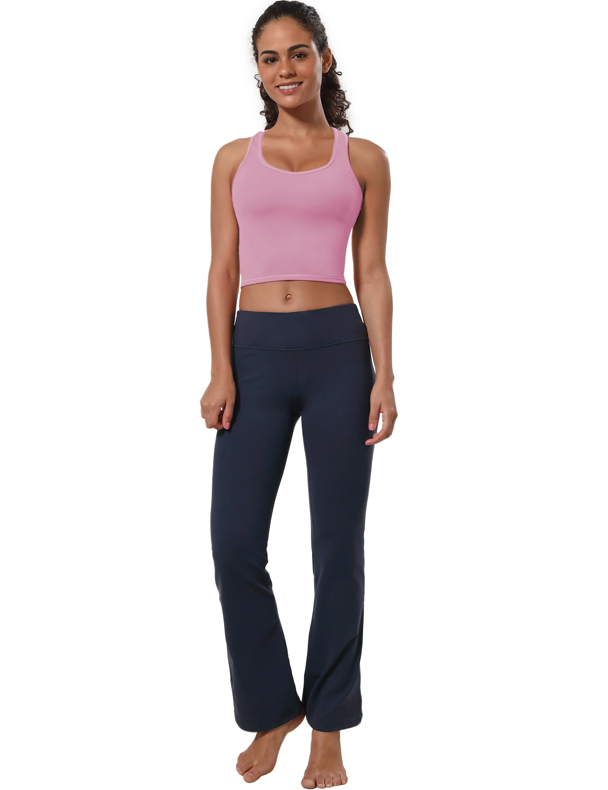 Racerback Athletic Crop Tank Tops lightpink_Gym