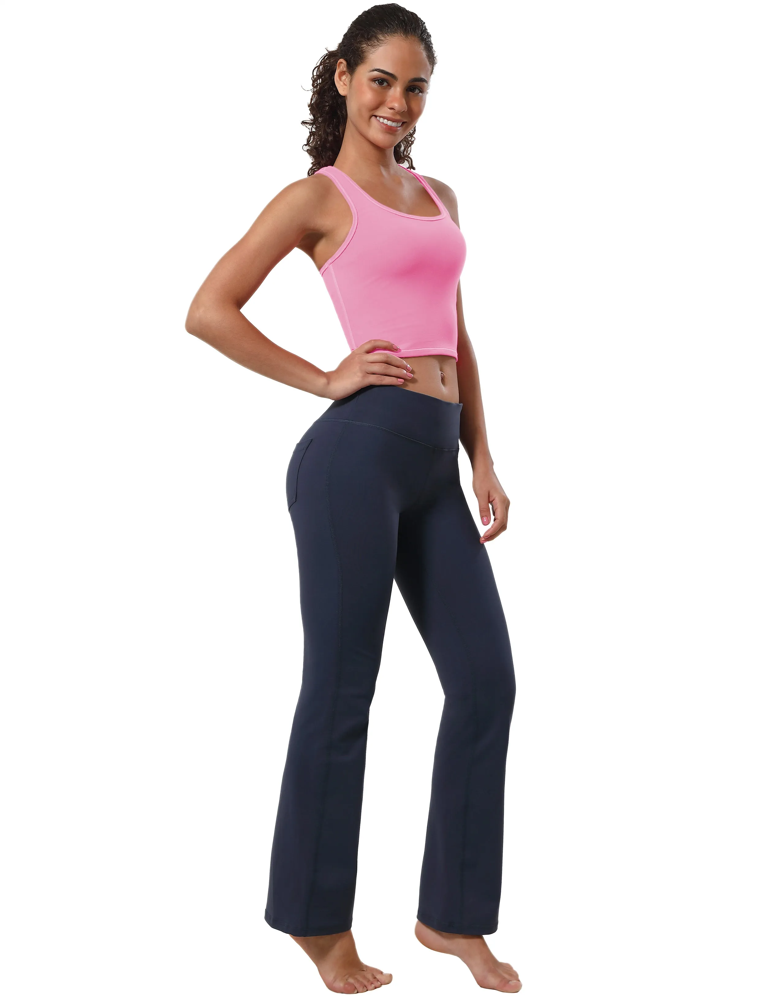 Racerback Athletic Crop Tank Tops lightpink_Gym