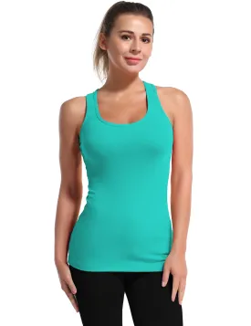 Racerback Athletic Tank Tops cyan_Gym