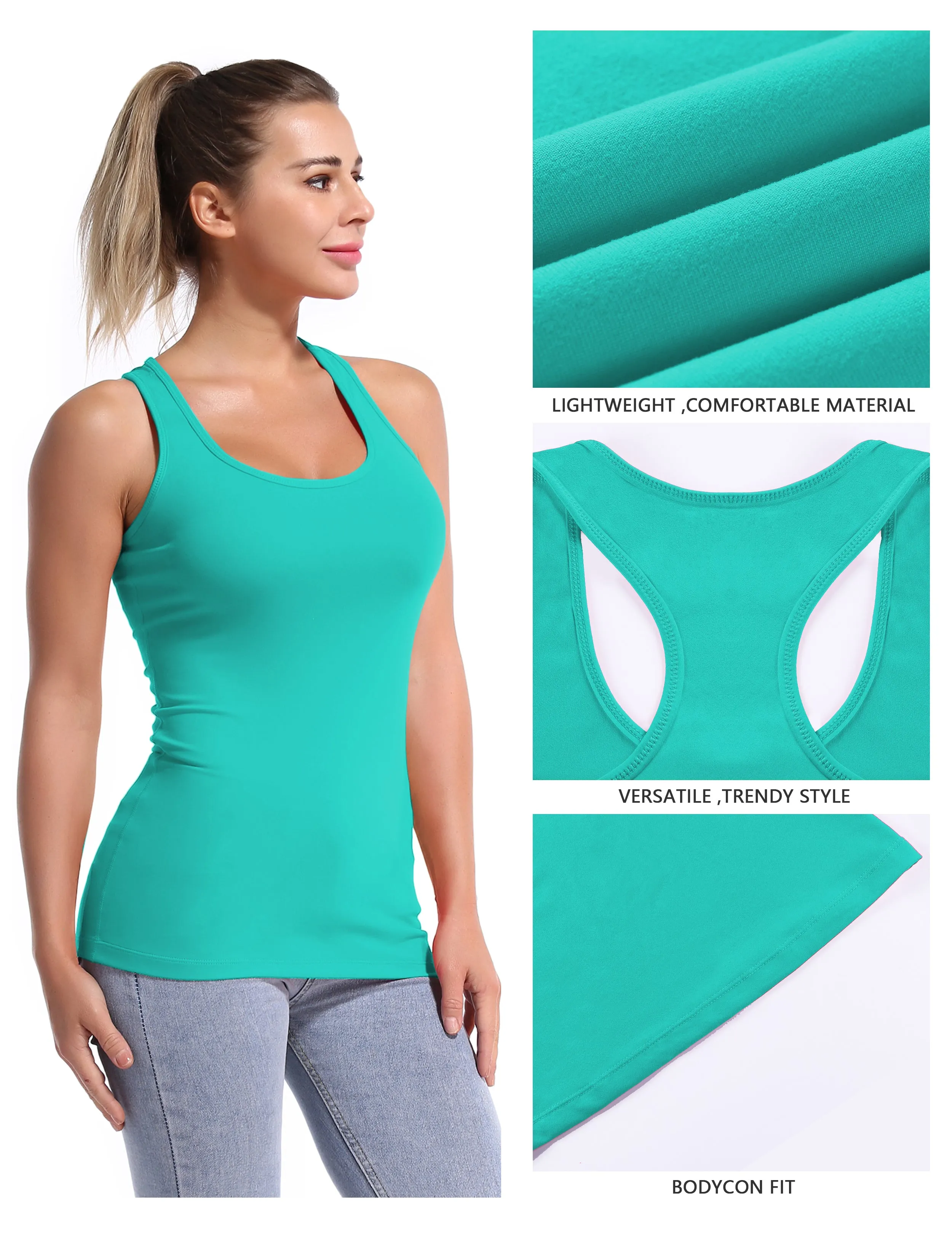 Racerback Athletic Tank Tops cyan_Gym