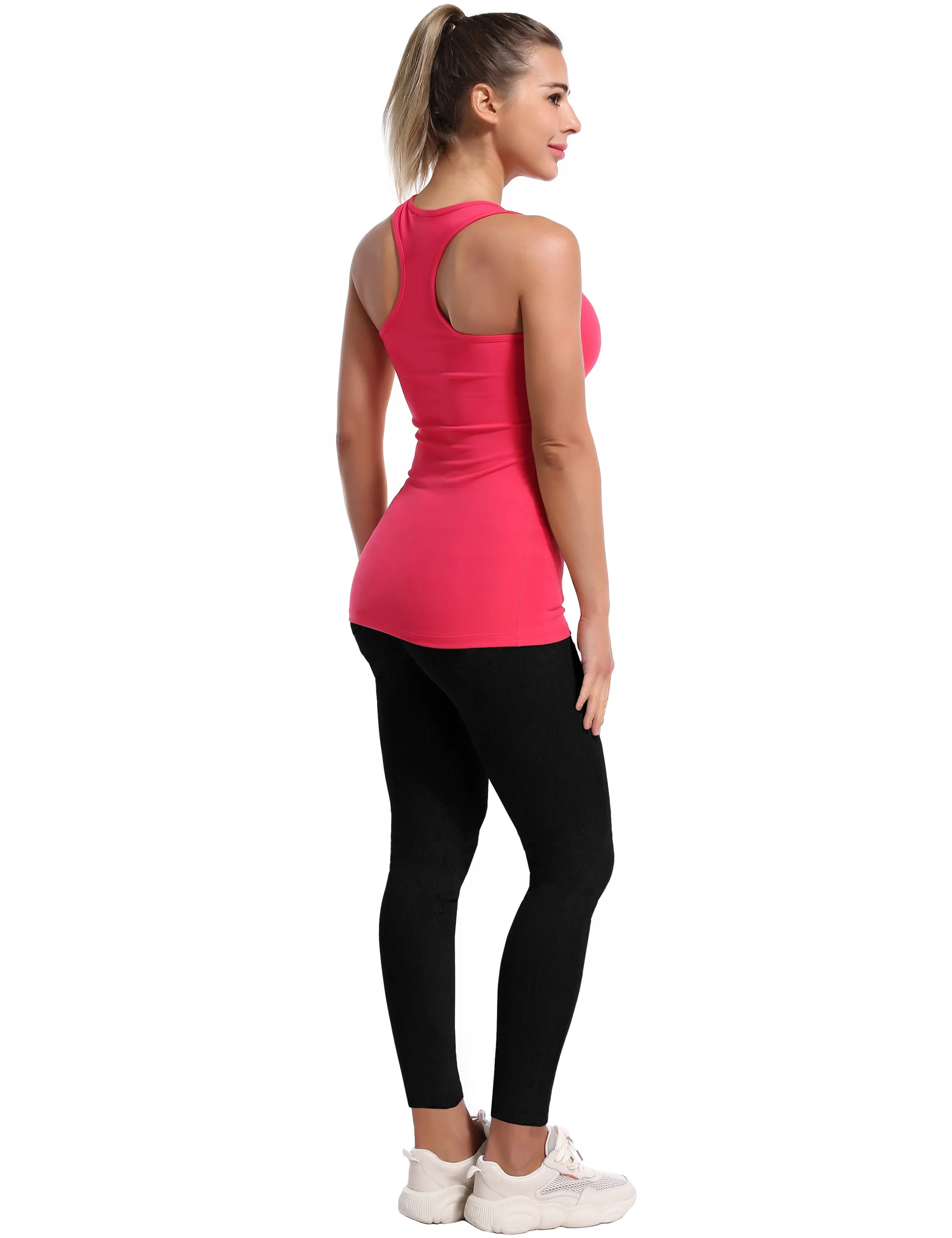 Racerback Athletic Tank Tops red_Gym